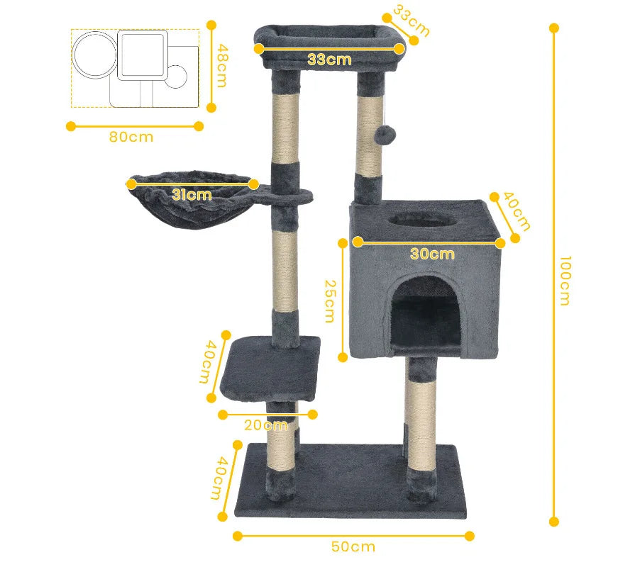 Multi-Level Cat Condo with Hammock