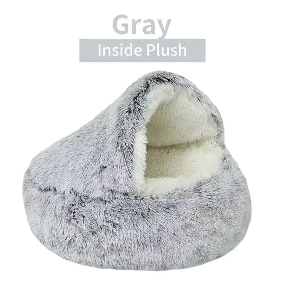 Fluffy Hooded Cat Bed