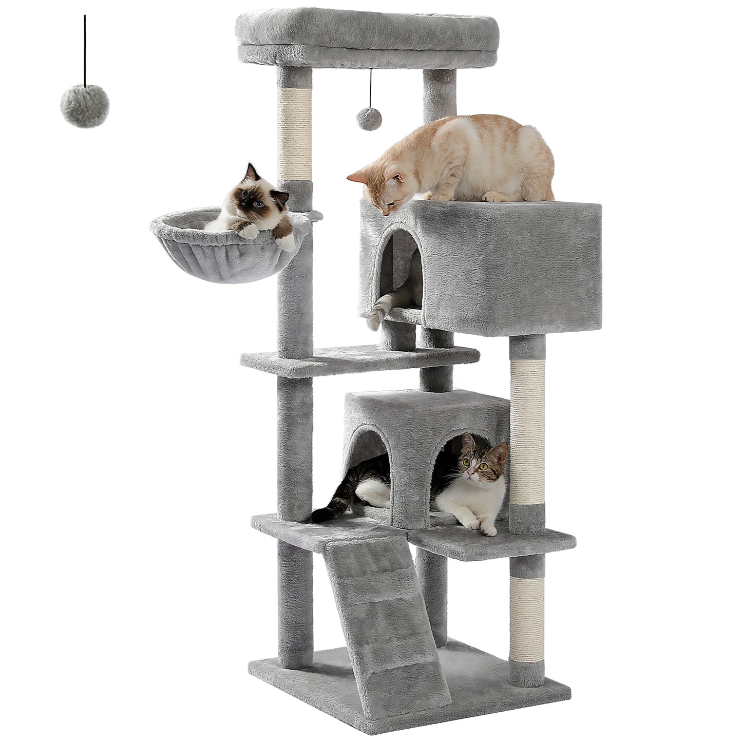 Tall Cat Tower with Hammock & Pompom.