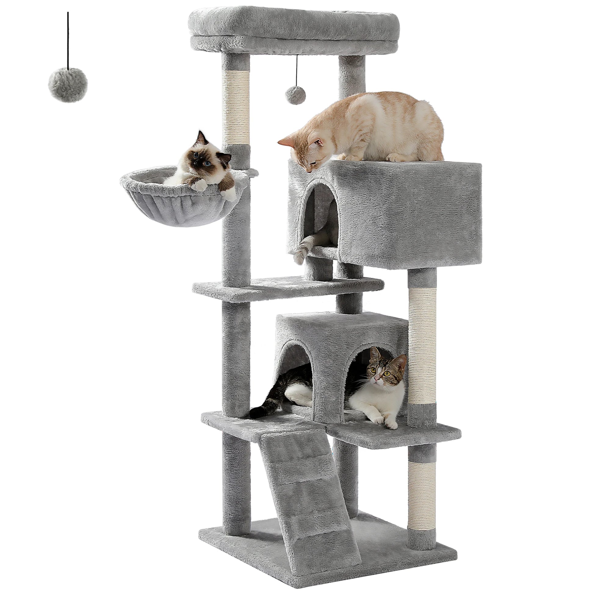 Tall Cat Tower with Hammock & Pompom.
