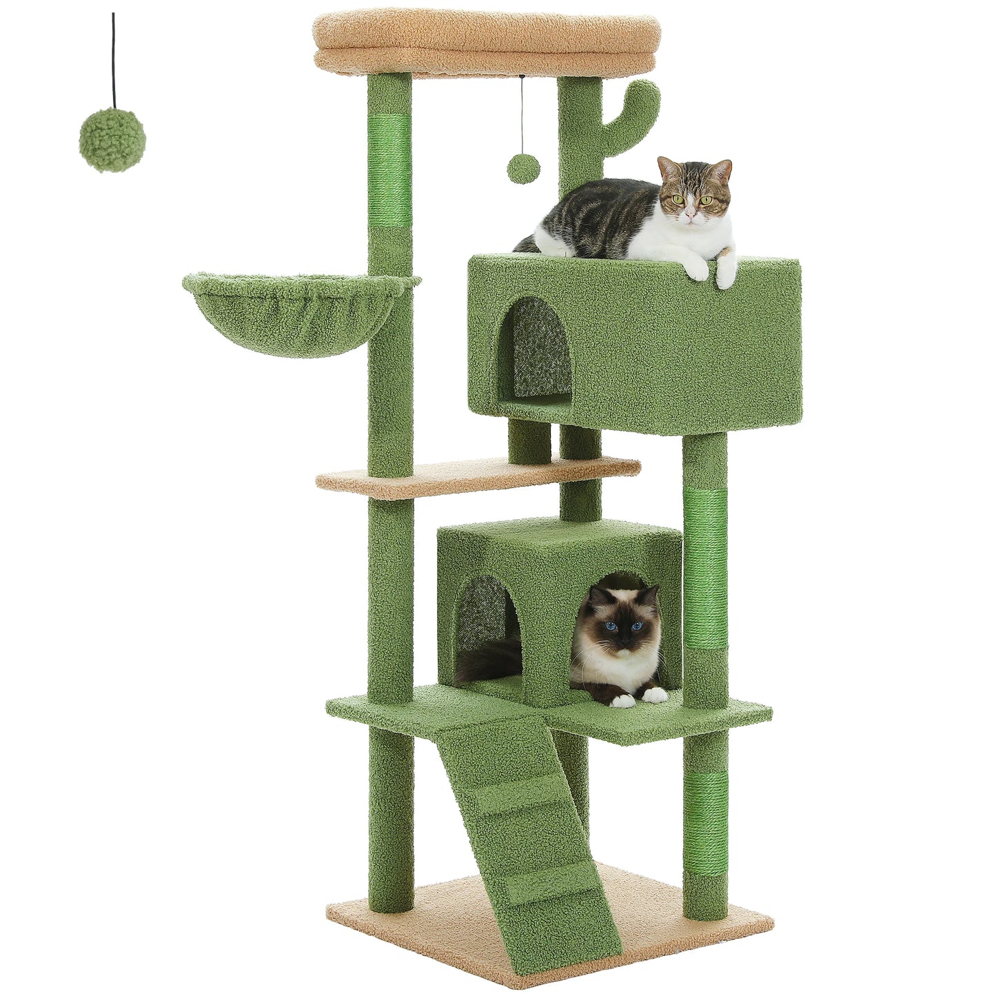 Tall Cat Tower with Hammock & Pompom.