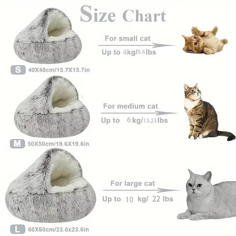 Fluffy Hooded Cat Bed