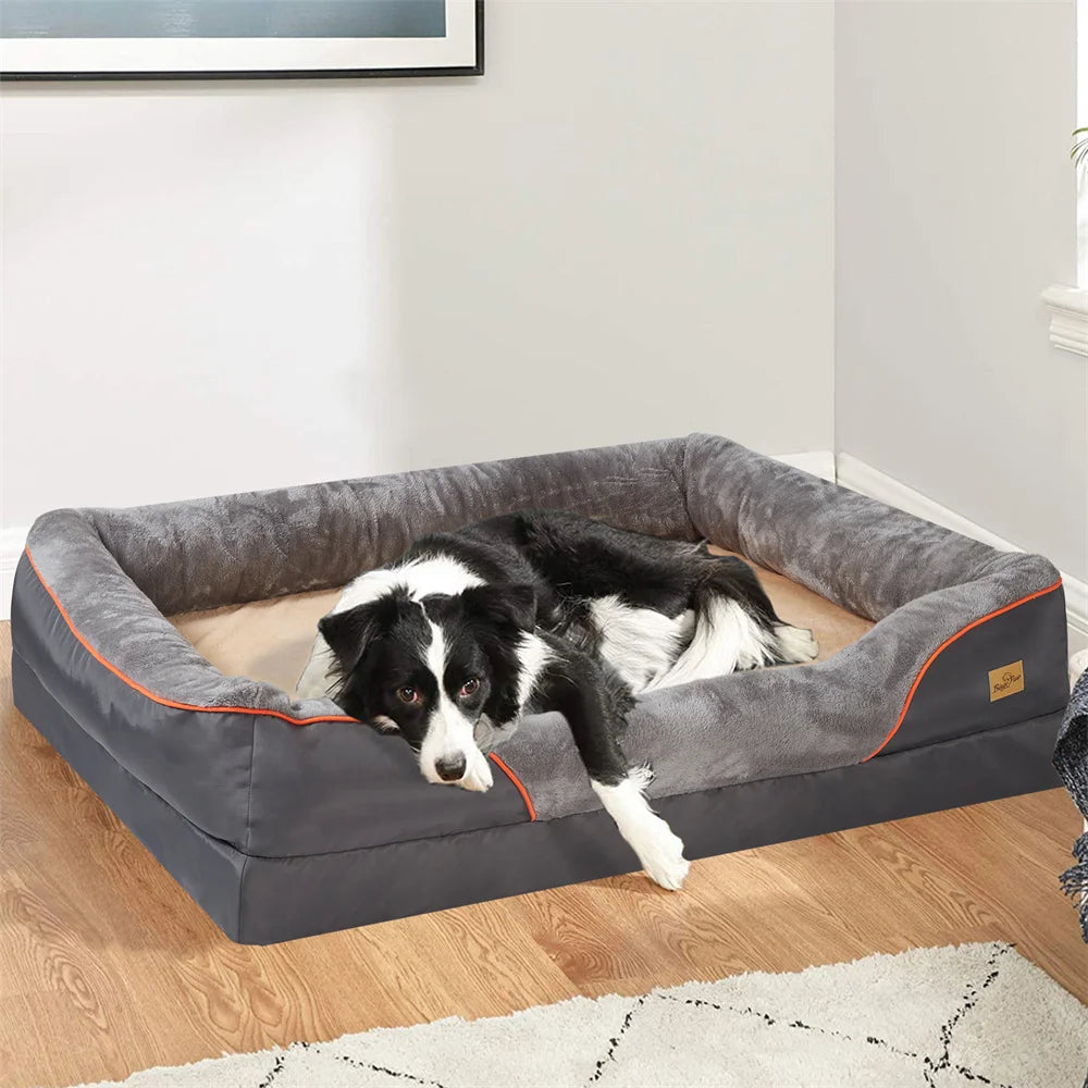 Luxury Bolster Dog Bed with Removable Cover