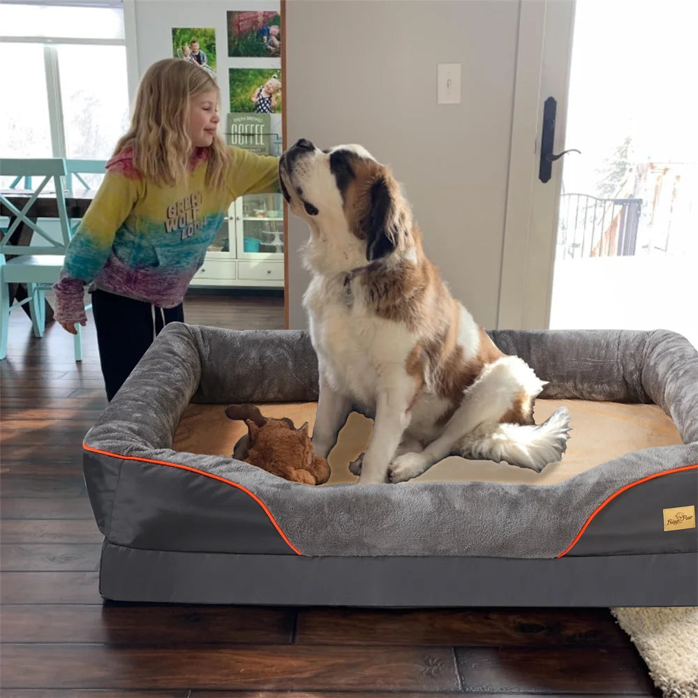 Luxury Bolster Dog Bed with Removable Cover