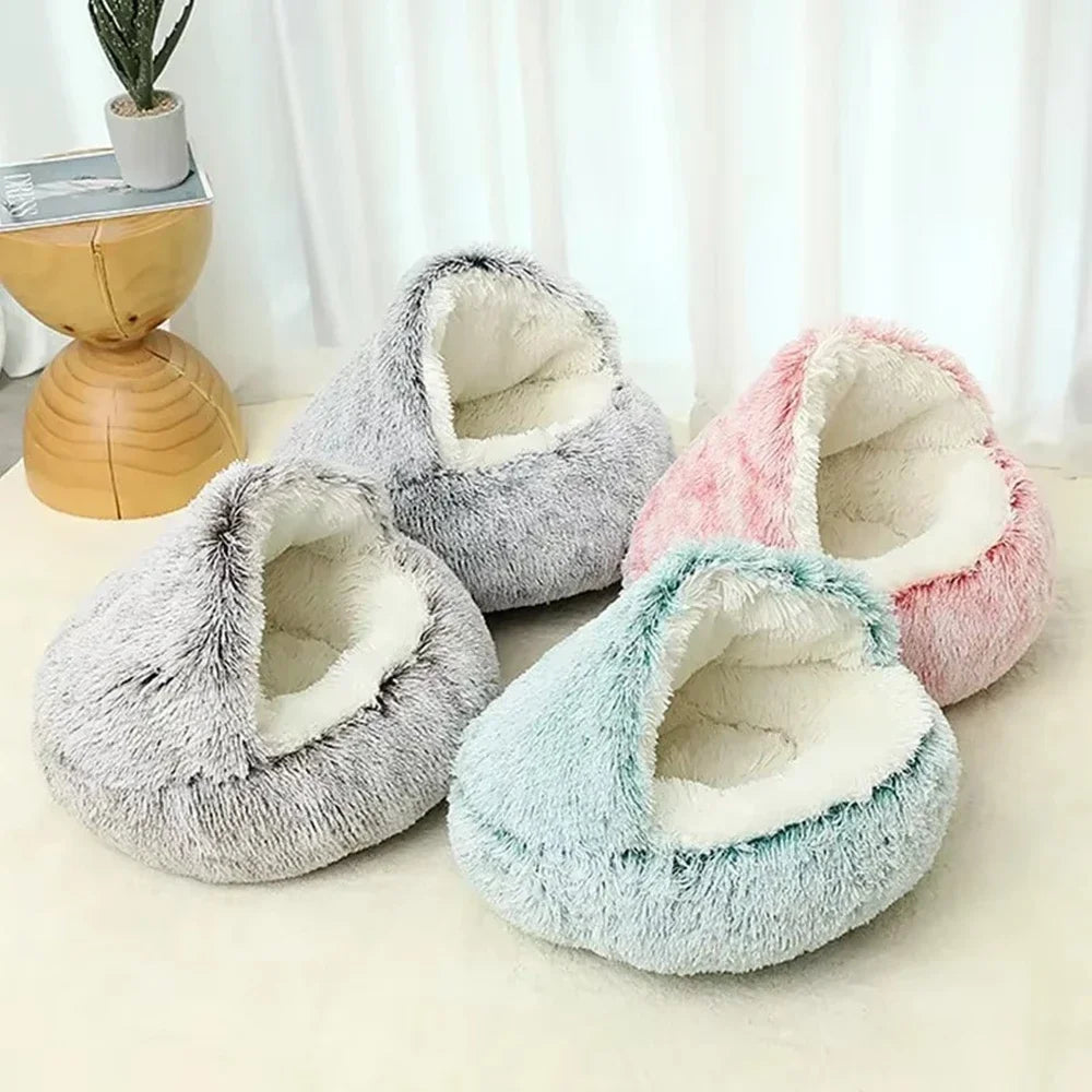 Fluffy Hooded Cat Bed