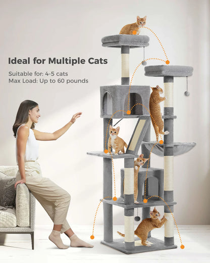 Multi-Level Cat Condo with Hammock