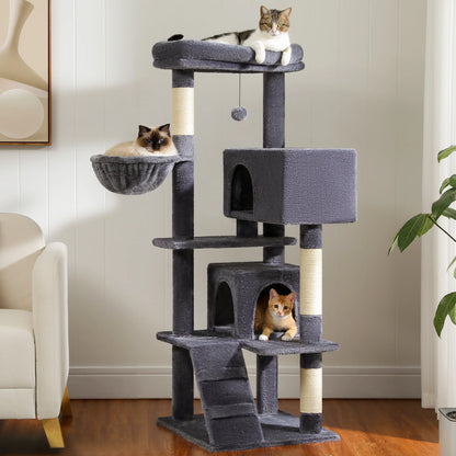 Tall Cat Tower with Hammock & Pompom.