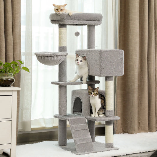 Tall Cat Tower with Hammock & Pompom.