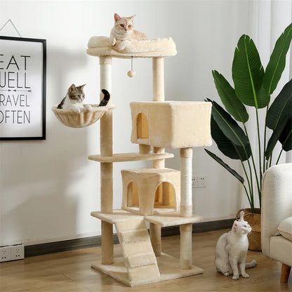 Tall Cat Tower with Hammock & Pompom.