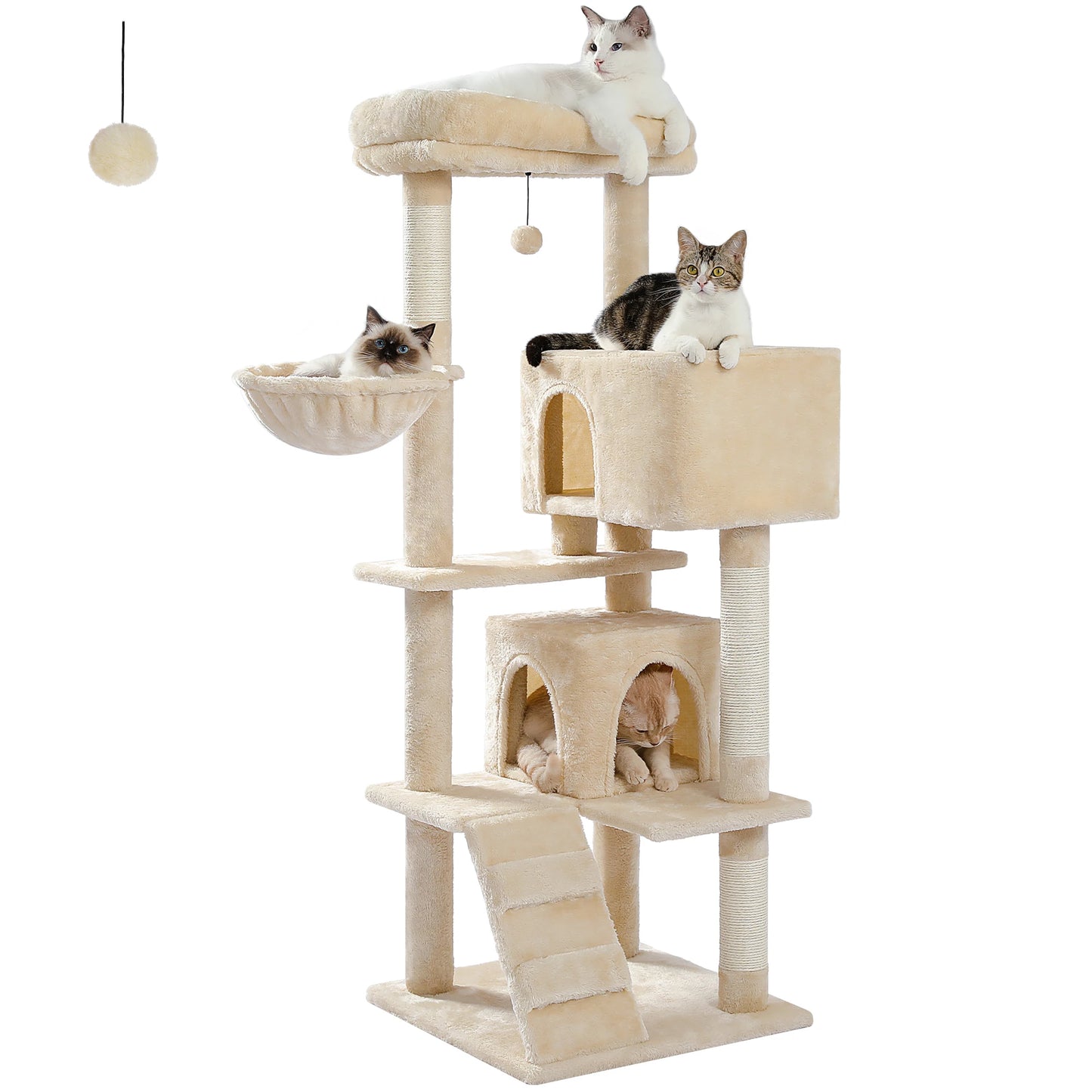 Tall Cat Tower with Hammock & Pompom.
