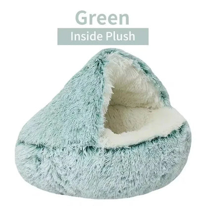 Fluffy Hooded Cat Bed 