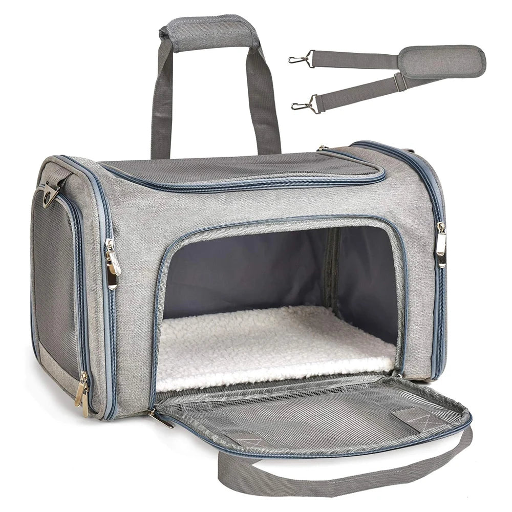 Cat and Dog Carrier | Collapsible Travel Bag for Small Pets and Puppies up to 7 Kg.