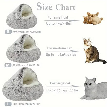 Fluffy Hooded Cat Bed 