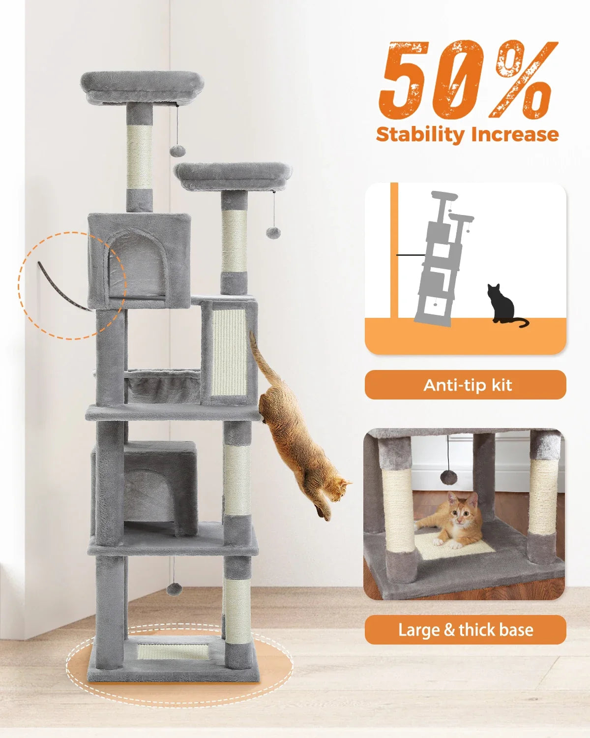 Multi-Level Cat Condo with Hammock