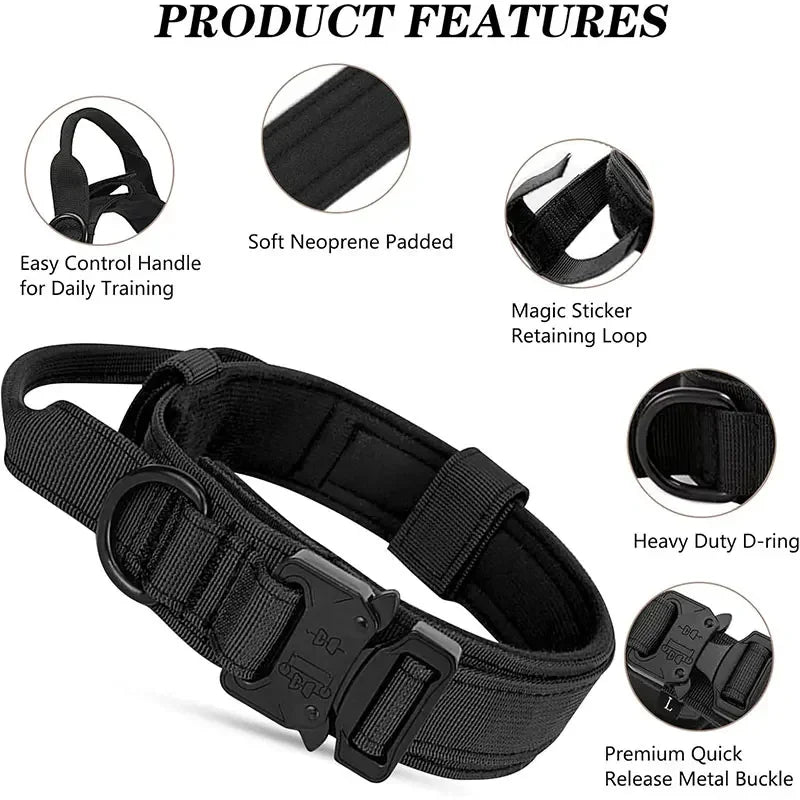 Strong Dog Collar with Traction Handle