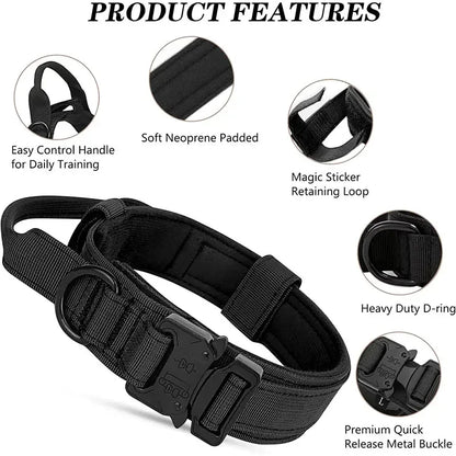 Strong Dog Collar with Traction Handle