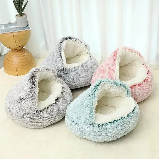 Fluffy Hooded Cat Bed 