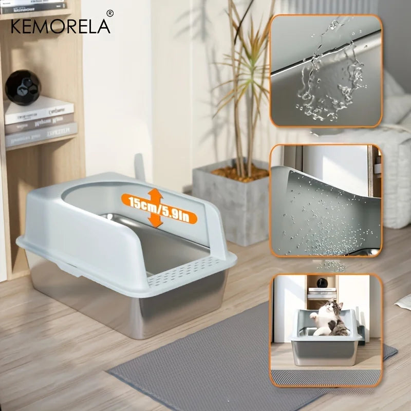 XL Stainless Steel Cat Litter Box.