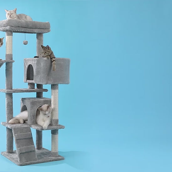 Tall Cat Tower with Hammock & Pompom.